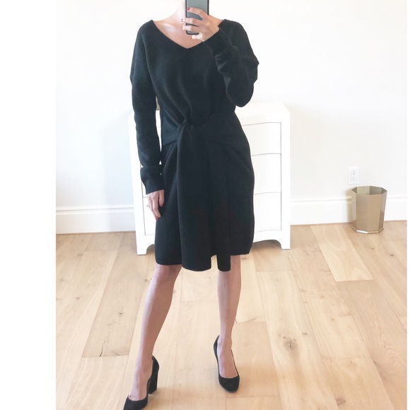 VIENNA Black Long Sleeve Tie Waist Dress - Picture 4 of 10